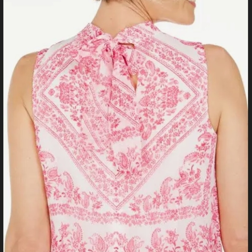 Calvin Klein Sleeveless Pink and White Tie Back Dress. Sise 4 - Picture 6 of 10